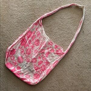 Free People Pink Shoulder Crossbody Tote Bum Bag with Artistic Design